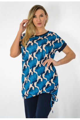 YESSTORY Divatos sportos rövid ujjú finomkötött alul megkötős pihe-puha tunika