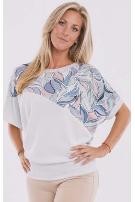 RUCY FASHION Rövid ujjú formázott szirom mintás divatos passzés felső
