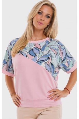 RUCY FASHION Rövid ujjú formázott szirom mintás divatos passzés felső