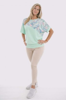 RUCY FASHION Extra nagy méret rövid ujjú formázott szirom mintás divatos passzés felső