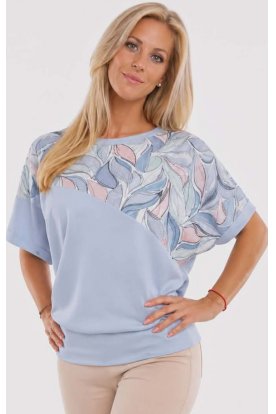 RUCY FASHION Extra nagy méret rövid ujjú formázott szirom mintás divatos passzés felső