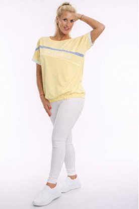 RUCY FASHION Rövid ujjú divatos gumis derekú felső - LINA MODAL - INSPIRED irattal