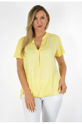 YESSTORY Divatos V-nyakú rövid ujjú egyszínű pamut gumis aljú ing felső