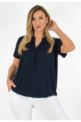 YESSTORY Divatos V-nyakú rövid ujjú egyszínű pamut gumis aljú ing felső