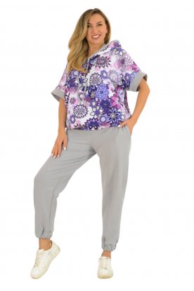 YESSTORY Divatos stílusos egyedi mintával kenguruzsebes gumis derekú pamut melegítő együttes