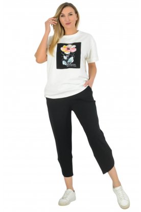 YESSTORY Divatos stílusos virágmintás, zsebes, átlapolt aljú, pamut együttes