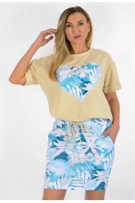 YESSTORY Divatos stílusos szívecskés, szoknyás együttes