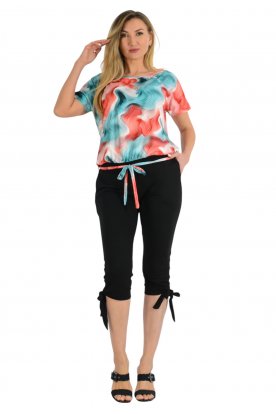 YESSTORY Divatos rövid ujjú alul megkötős, zsebes női overál