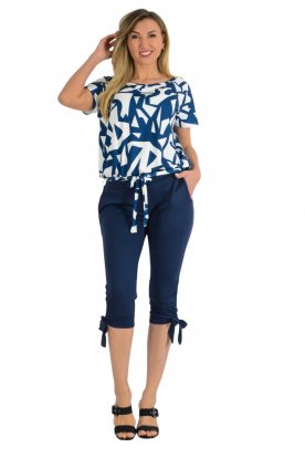 YESSTORY Divatos rövid ujjú alul megkötős, zsebes női overál