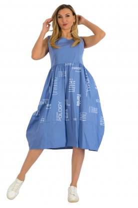 Divatos női ujjatlan zsebes egyedi mintával passzé-vászon kombinált midi hagymaruha