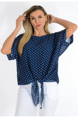 Alul megkötős, pöttyös felső, pamut belsőrésszel,