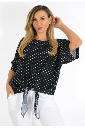 Alul megkötős, pöttyös felső, pamut belsőrésszel,