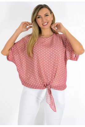 Alul megkötős, pöttyös felső, pamut belsőrésszel,