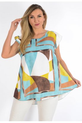 Alkalmi lepke ujjas laza pillangó absztrakt mintás női felső