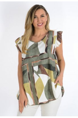 Alkalmi lepke ujjas laza pillangó absztrakt mintás női felső