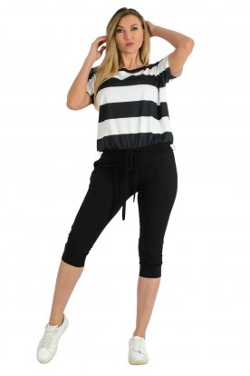 YESSTORY Divatos rövid ujjú zsebes passzés aljú megkötős nöi overál