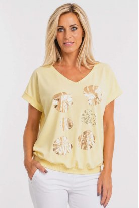 RUCY FASHION Rövid ujjú V-nyakú divatos gumis derekú Jumper felső