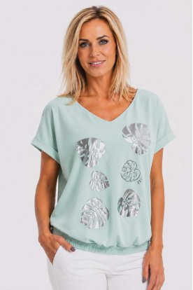 RUCY FASHION Rövid ujjú V-nyakú divatos gumis derekú Jumper felső