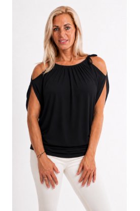 RUCY FASHION Divatos Riviera Top laza esésű passzés aljú vállán kötős  nőies felső