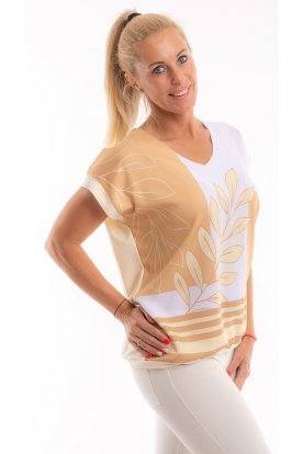 RUCY FASHION Alkalmi elegáns V-nyakú női beach felső vanillia-egyedi minta