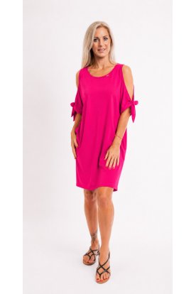 RUCY FASHION Divatos laza esésű, nőies szabású Beach Chic tunika különleges vállkivágással és masnival átkötött ujjrésszel.