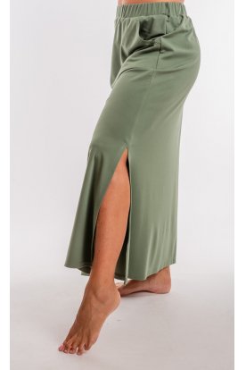 RUCY FASHION Divatos egyszínű derékban gumival szabályozható zsebes maxi szoknya