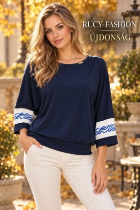RUCY FASHION 3/4 ujjú divatos passzés női felső absztrakt részlettel