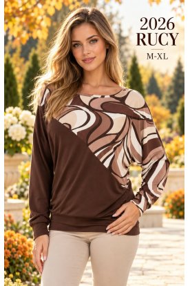 RUCY FASHION Hosszú ujjú Formázott divatos passzés felső színes dizájn levél minta
