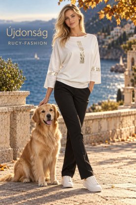 RUCY FASHION 3/4 ujjú divatos passzés női felső absztrakt részlettel